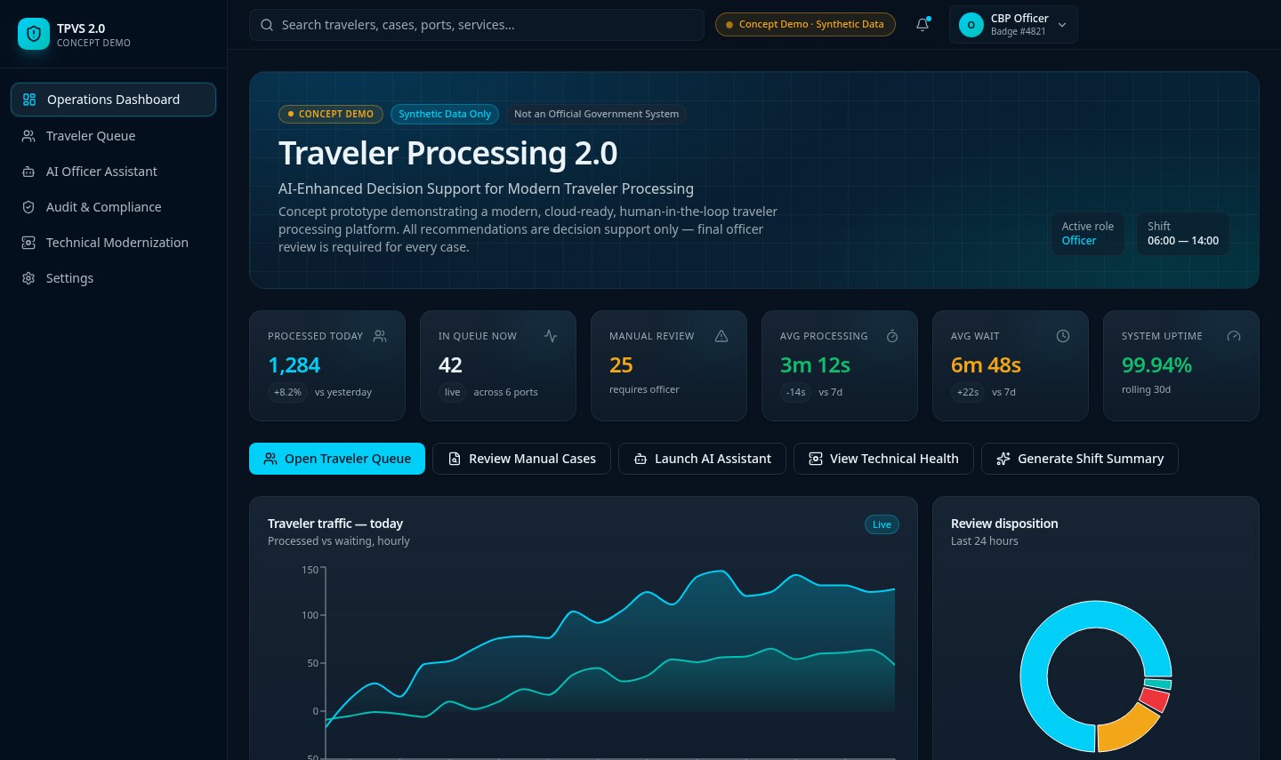 Traveler Processing 2.0 prototype interface